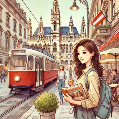 오스트리아 빈에서 어학연수하는 여학생 모습