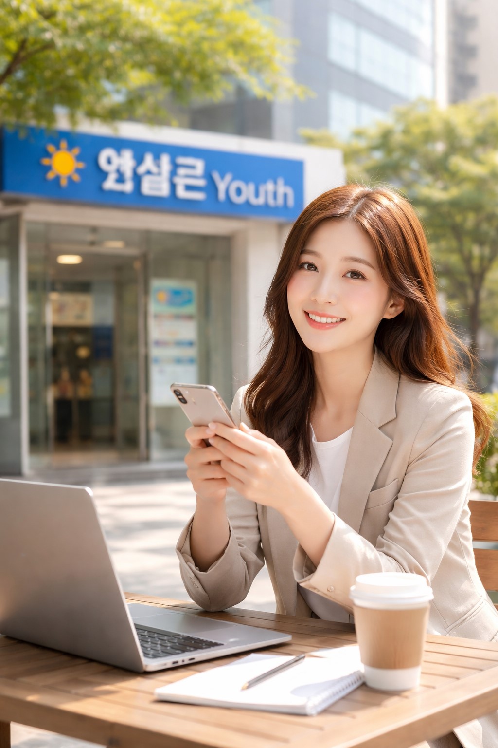 햇살론 신청하며 웃는 이미지