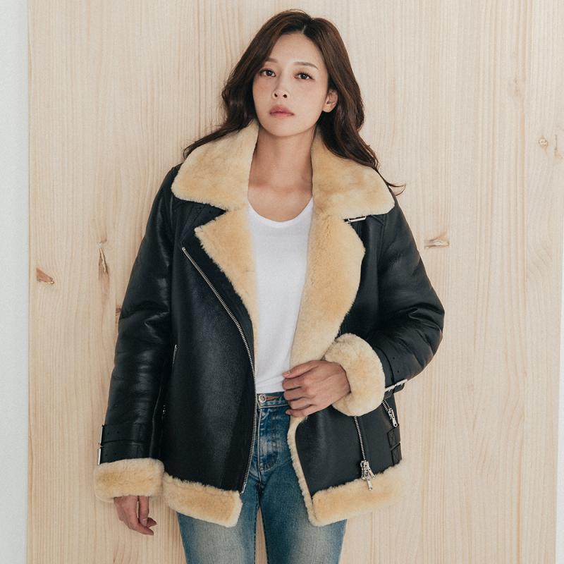 리얼 양털 양가죽 무스탕 베이직 B3 여성 자켓