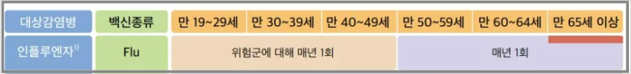 성인예방접종일정
