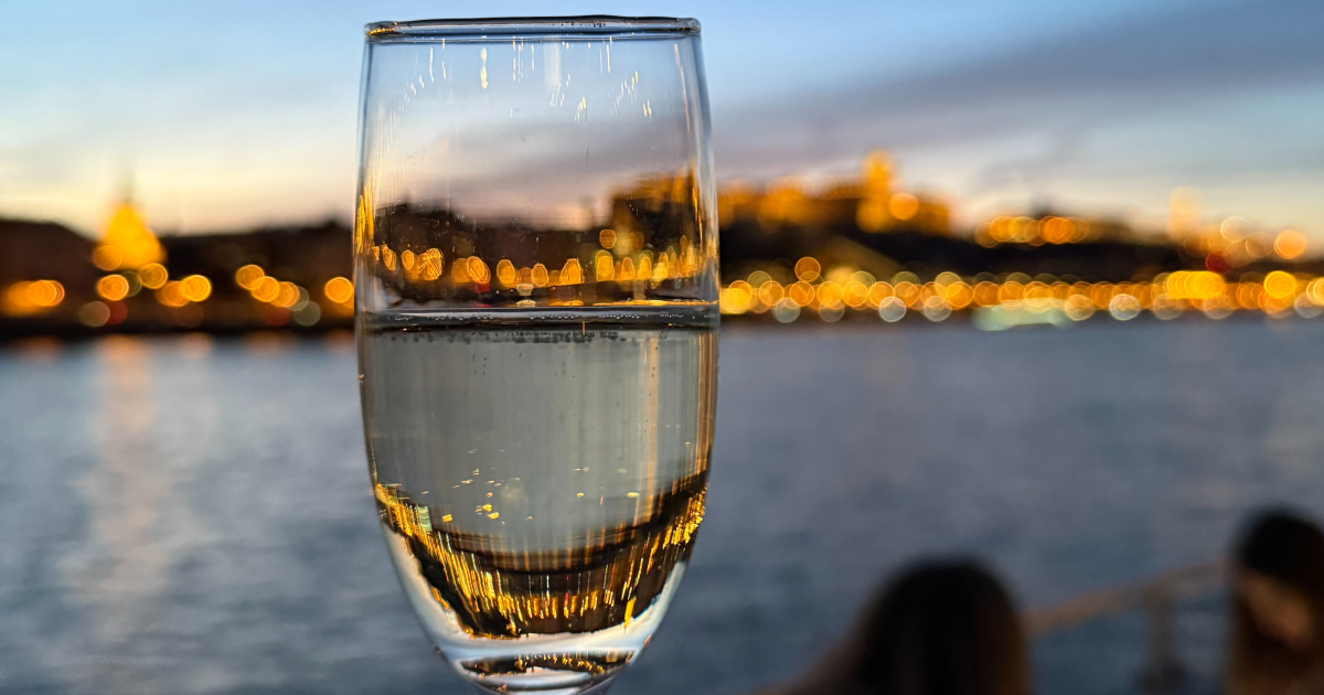 유람선안에서 와인