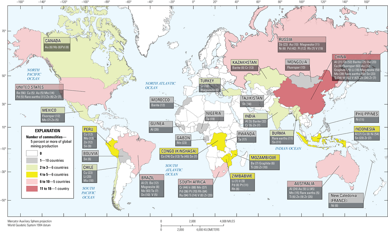 희토류 매장 지도