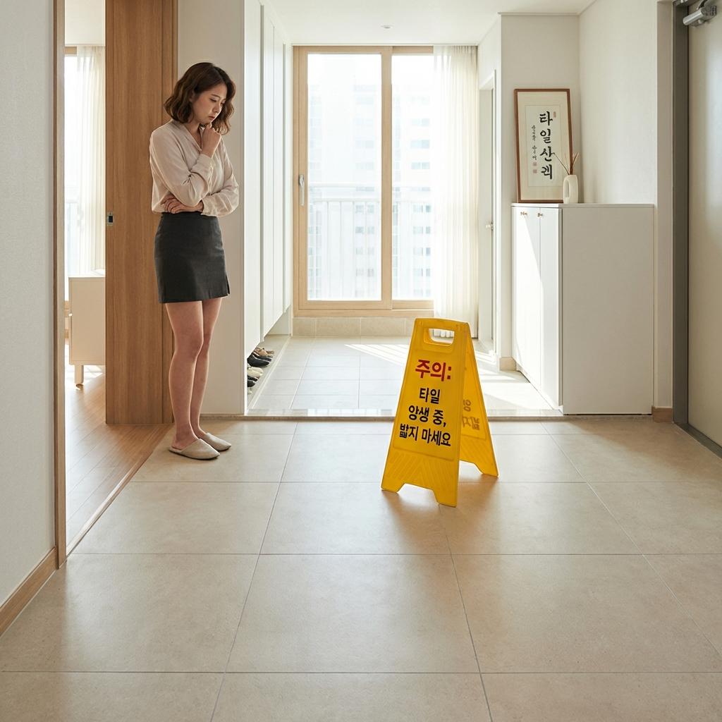 겨울철 타일 덧방 시 양생 온도 주의점