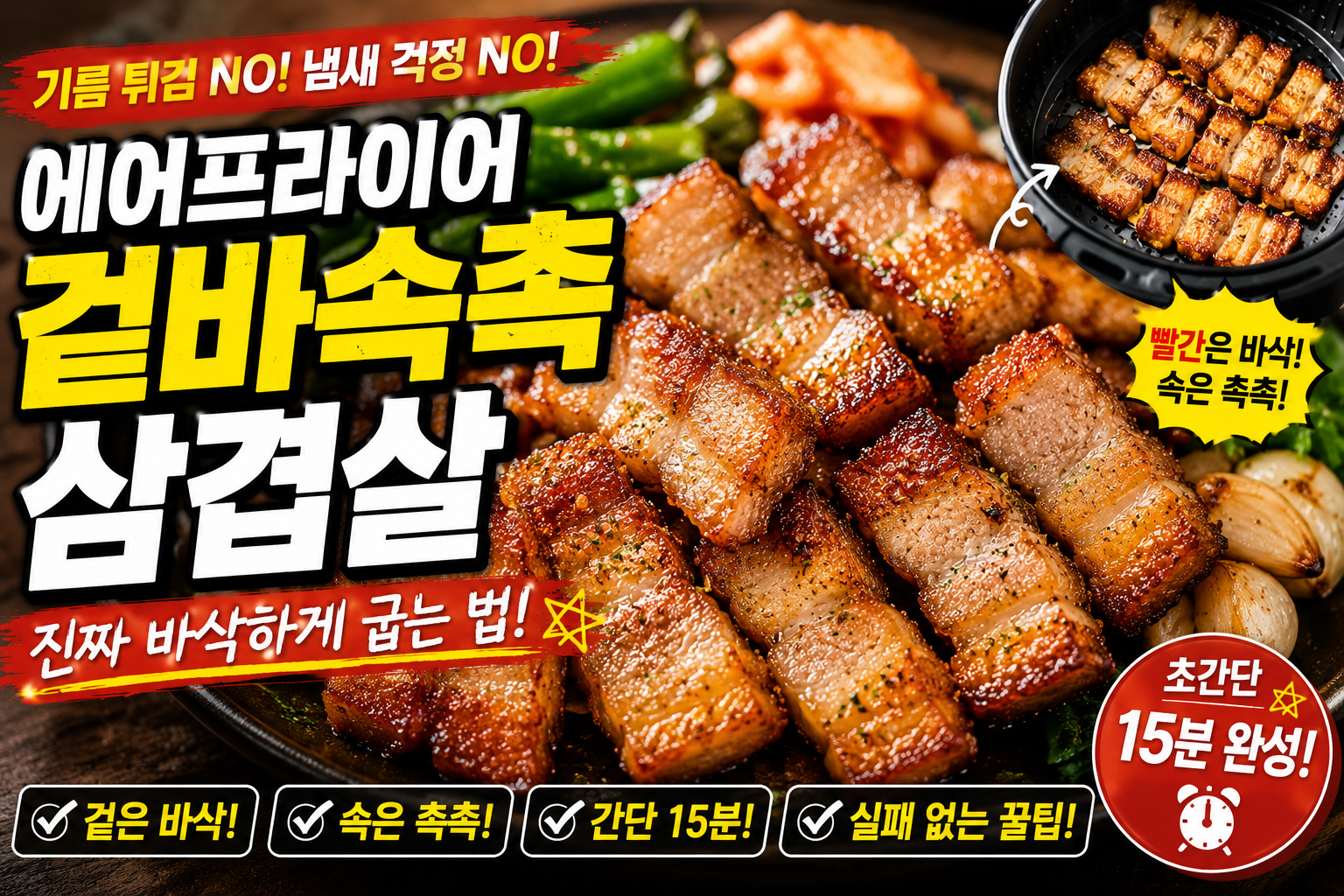 에어프라이어 겉바속촉 삼겹살 진짜 바삭하게 굽는 법