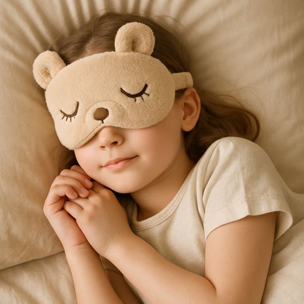 안대를 쓰고 편안하게 잠을 청하는 모습