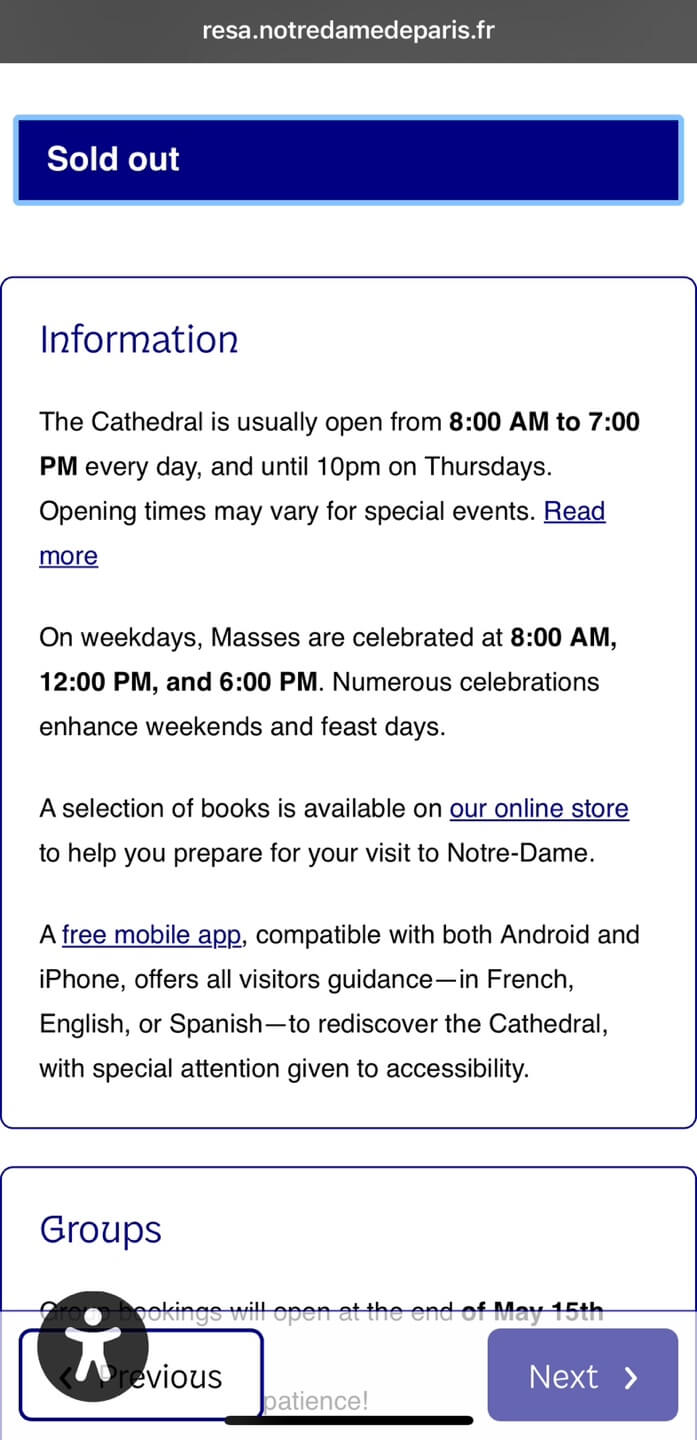 노트르담 드 파리 대성당 어플 접속 화면