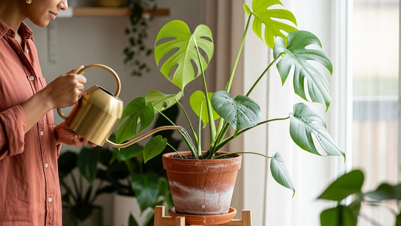 Water propagation of Monstera showing roots from a node