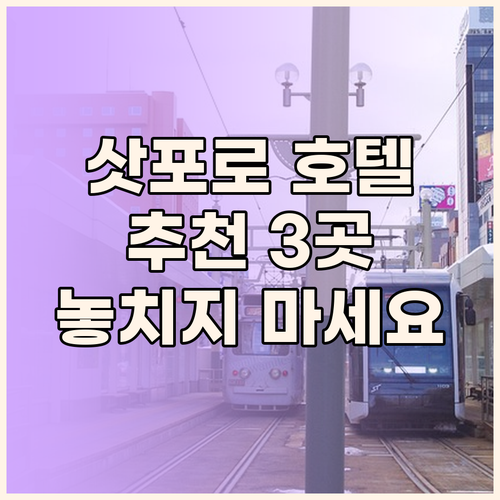 삿포로 호텔 추천 3곳 완벽 정리 놓