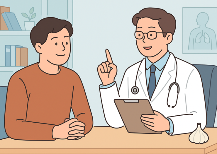 의사와 상담하는 남성