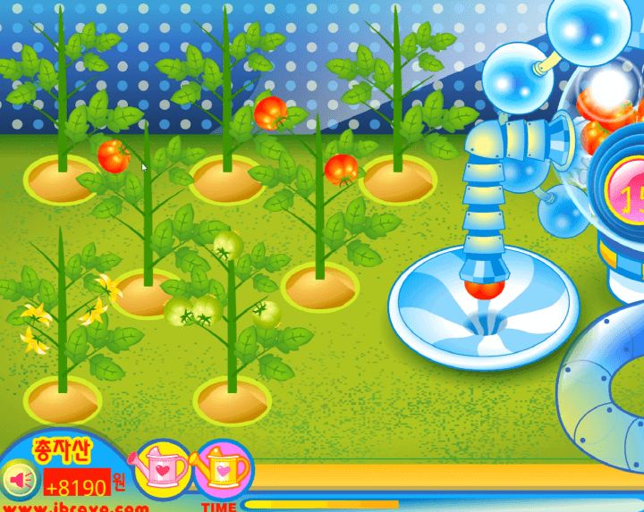 슈의-토마토마-아이스크림-만들기-플래시게임-플레이-토마토가 회전판에-들어가는-화면