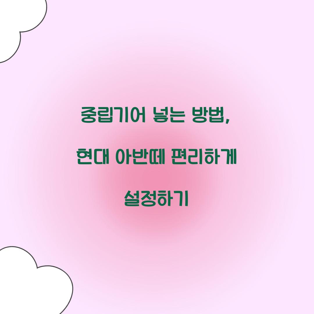중립기어 넣는 방법
