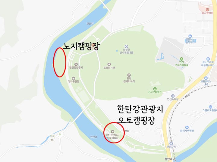 한탄강관광지 캠핑장 위치안내