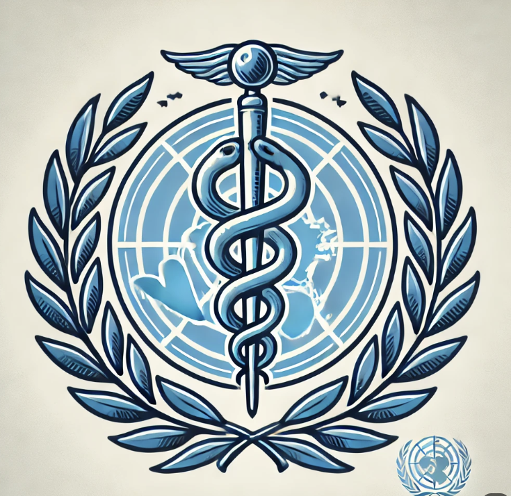 아스클레피오스의 지팡이 모습을 그린 그림.
WHO로고와 비슷한 그림이다.