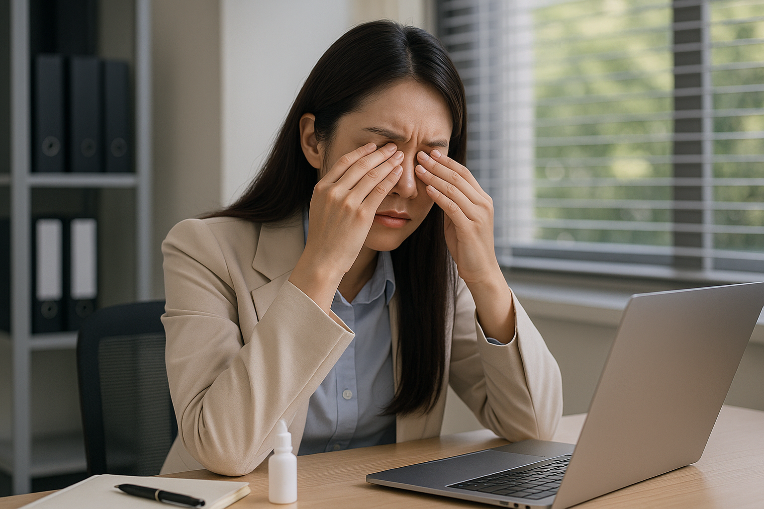 환절기 건조하고 시력저하되어 눈의 피로감을 느낀 직장인