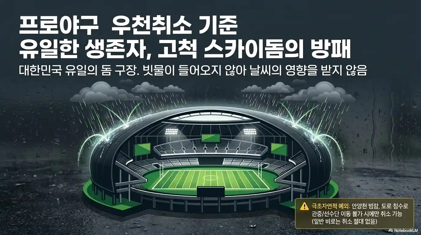 프로야구 우천 취소 기준 유일 생존자 고척돔