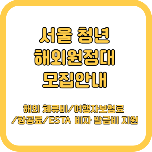 서울 청년 해외 원정대 모집 안내(해외체류비,항공료,여행자보험료, ESTA비자 발급비 지원)