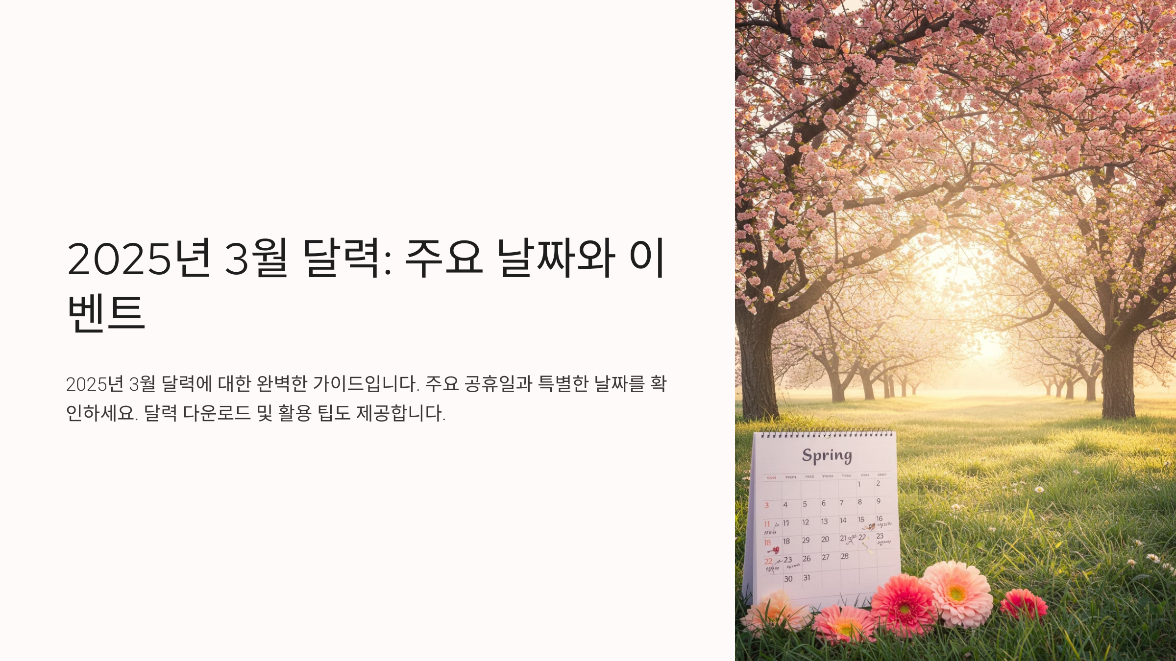 2025년 3월 달력 프린트