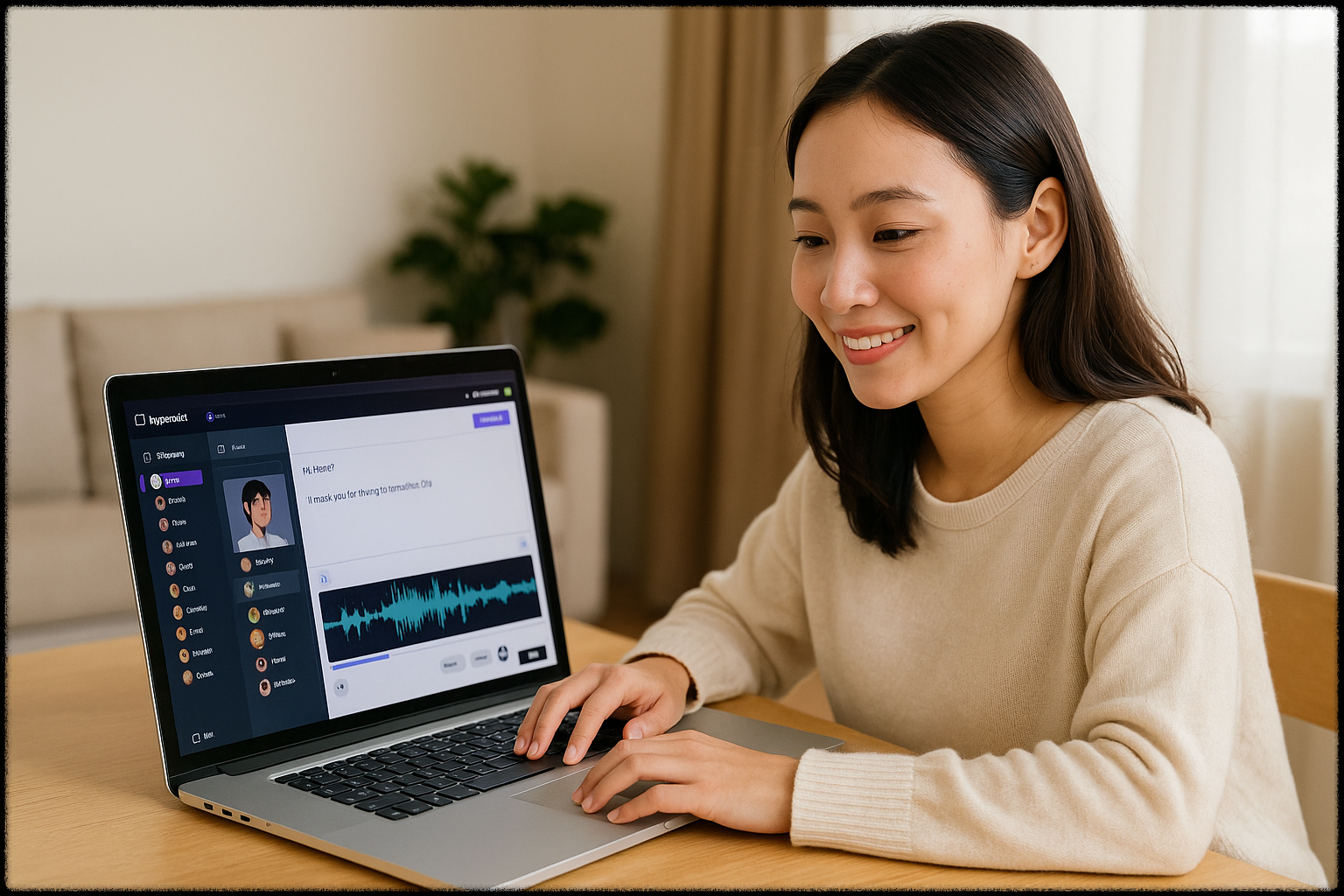 타입캐스트 AI 음성 생성 인터페이스를 사용하는 모습