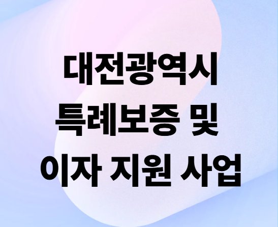 대전광역시 특례보증 및 이자 지원 사업