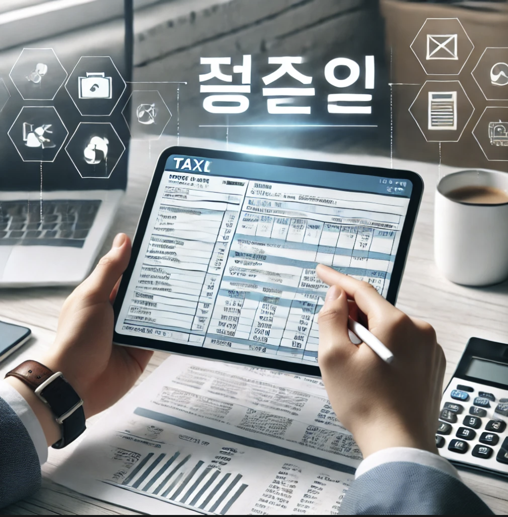전자신고를 진행하며 화면에 세금 양식이 표시된 모습 