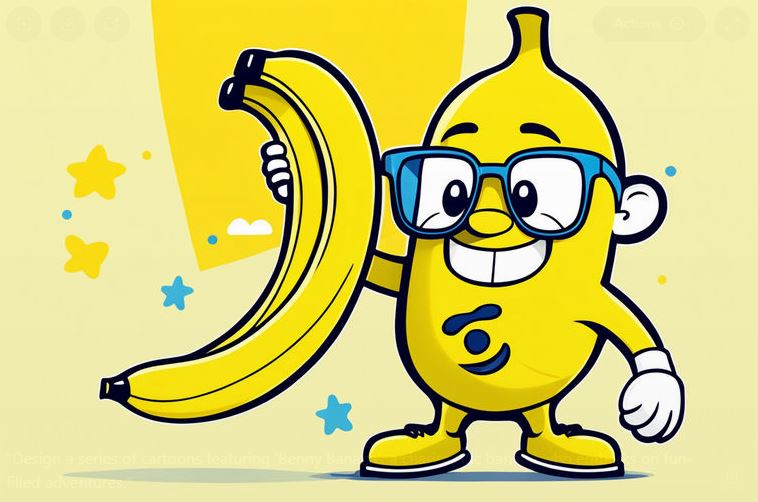 바나나가 바나나를 들고 웃고 있는 모습