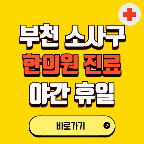 부천시 소사구 야간 휴일 한의원 한방병원 찾기 ❘ 24시 일요일 주말 연휴 응급진료 추천 잘하는 곳