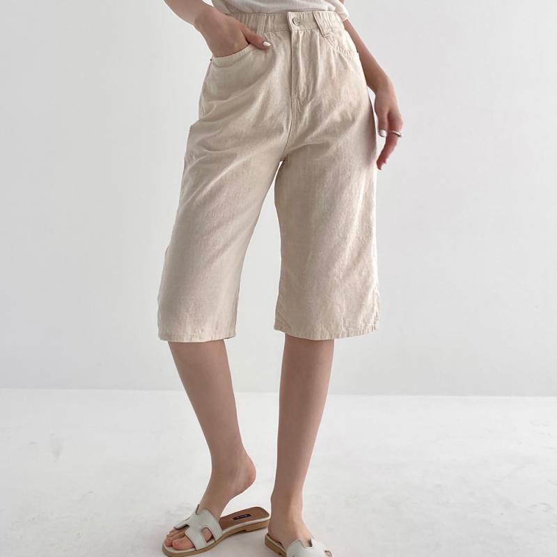 여성 밴딩 린넨 6부 반바지