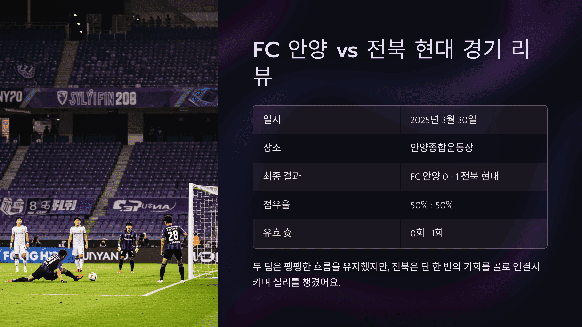 FC 안양 vs 전북 현대 경기 리뷰