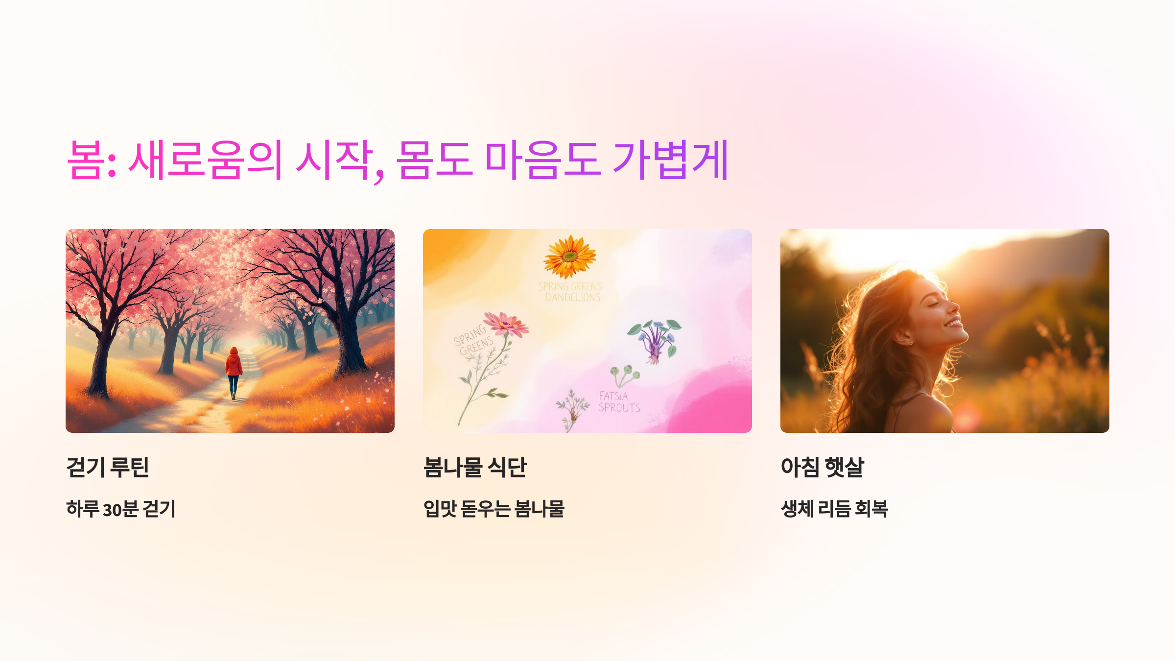 봄: 새로움의 시작, 몸도 마음도 가볍게