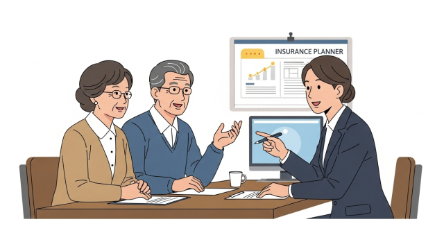 백내장 수술비를 보험으로 상담하는 시니어 부부 이미지