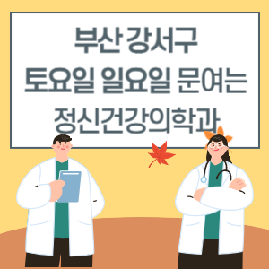 부산 강서구 토요일 일요일 정신건강의학과 진료 병원 리스트