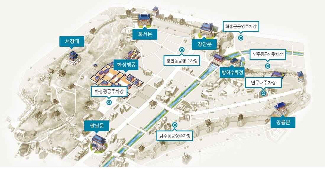 화성행궁 주차장 위치도