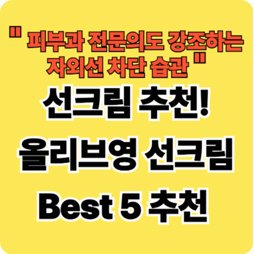 선크림 추천! 올리브영 선크림 Best 5 추천