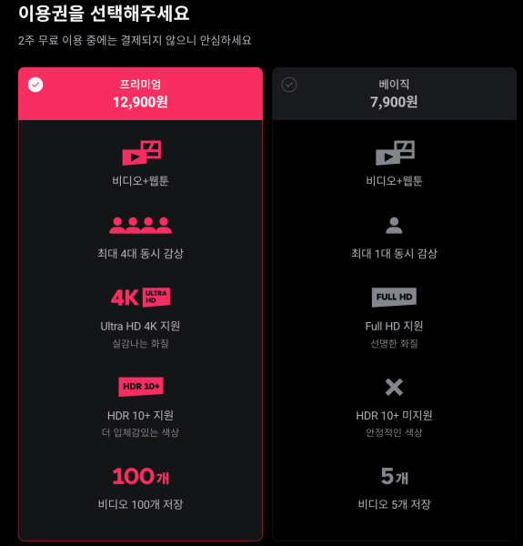 왓챠-요금제