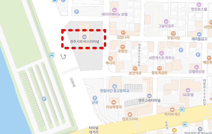 경주시외버스터미널 위치-지도