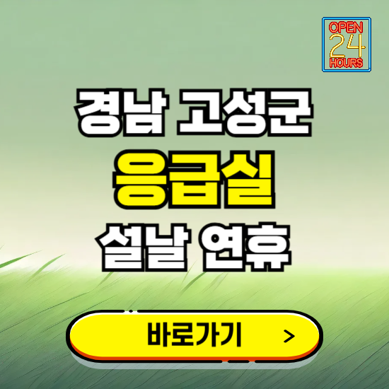 경남 고성군 설날 연휴 비상진료 응급실 병원 찾기 ❘ 내근처 24시 야간 심야 휴일 가능한 곳