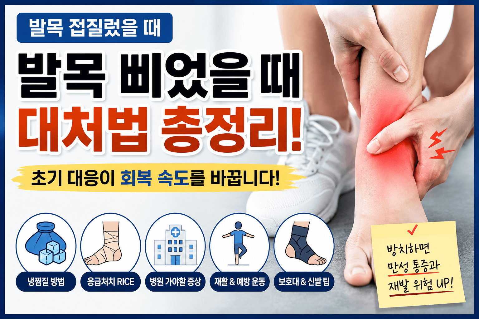 발목 삐었을 때 빨리 낫는 법, 병원 가야 하는 증상은?