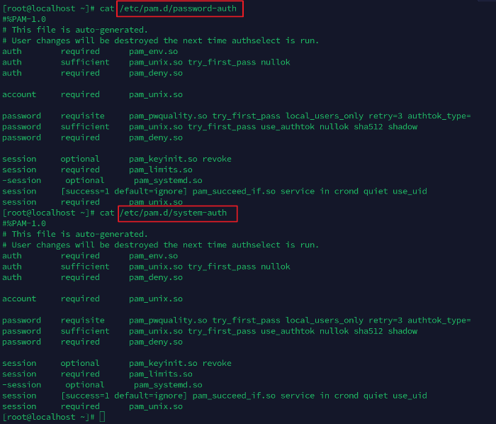 system-auth와password-auth 내용