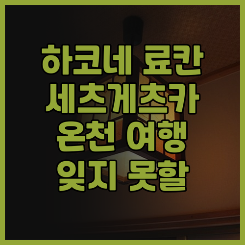 하코네 료칸 추천.. 세츠게츠카에서 