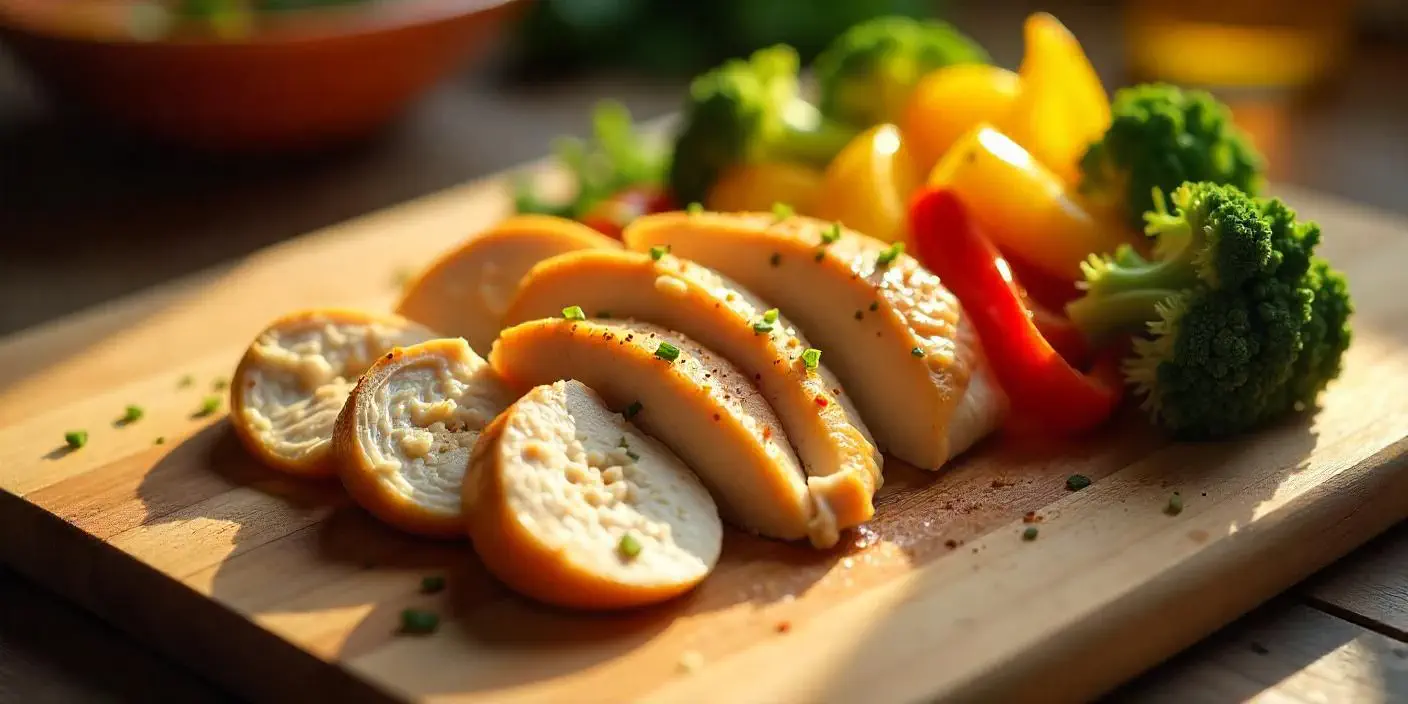 전자레인지로 간편하게 찐 닭가슴살과 채소