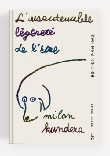밀란 쿤데라작가의 '참을 수 없는 존재의 가벼움' 책표지.