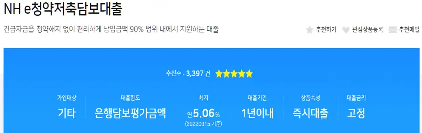NH e청약저축담보대출 상품안내