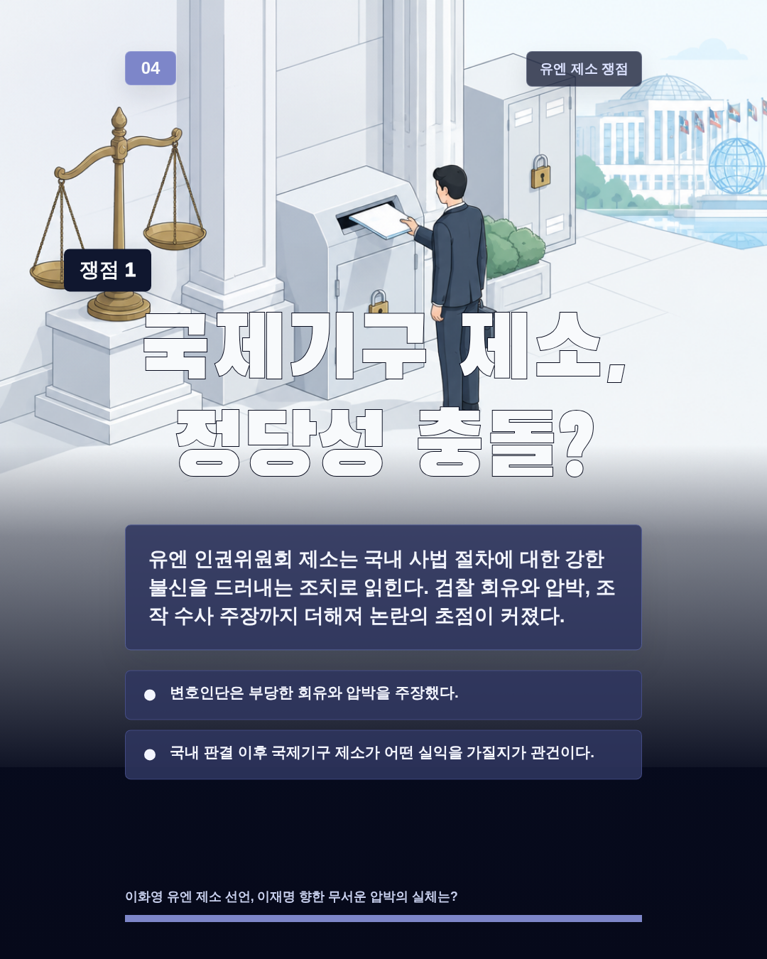 국제기구 제소, 정당성 충돌?