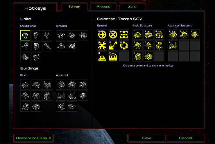 스타크래프트-hotkey-scv-선택-화면