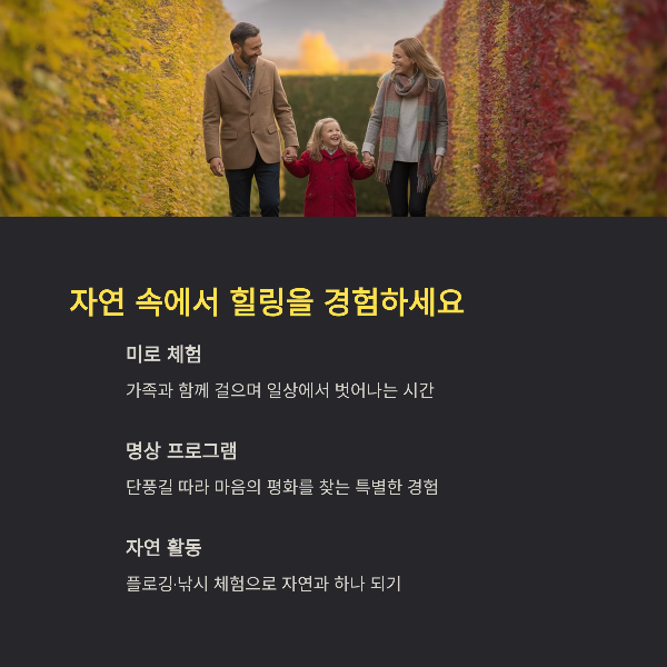 자연 속에서 힐링을 경험하세요