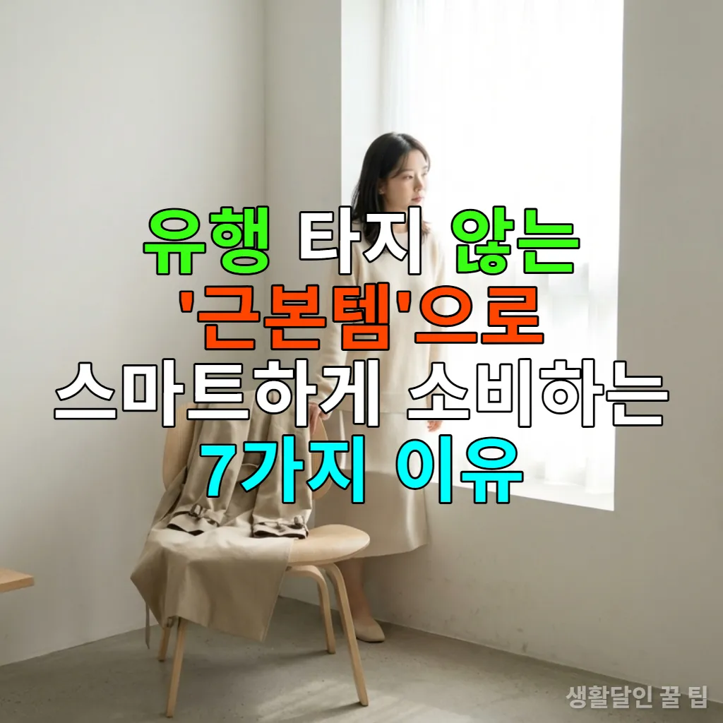 미니멀한 한국 아파트 거실에서 근본템들을 바라보며 생각에 잠긴 젊은 한국 여성