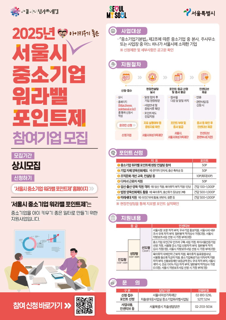[서울복지] 워라밸 포인트제 참여 기업 모집
