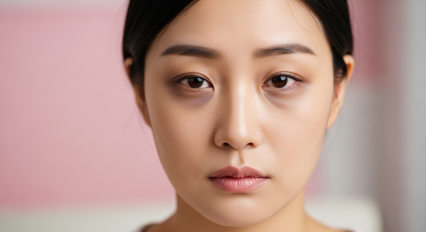 눈 밑 다크서클이 짙은 여성의 클로즈업