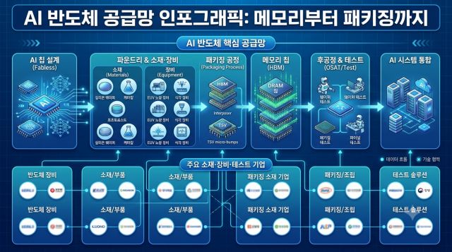 HBF 공급망 관련주와 반도체 공급망 구조를 설명한 인포그래픽