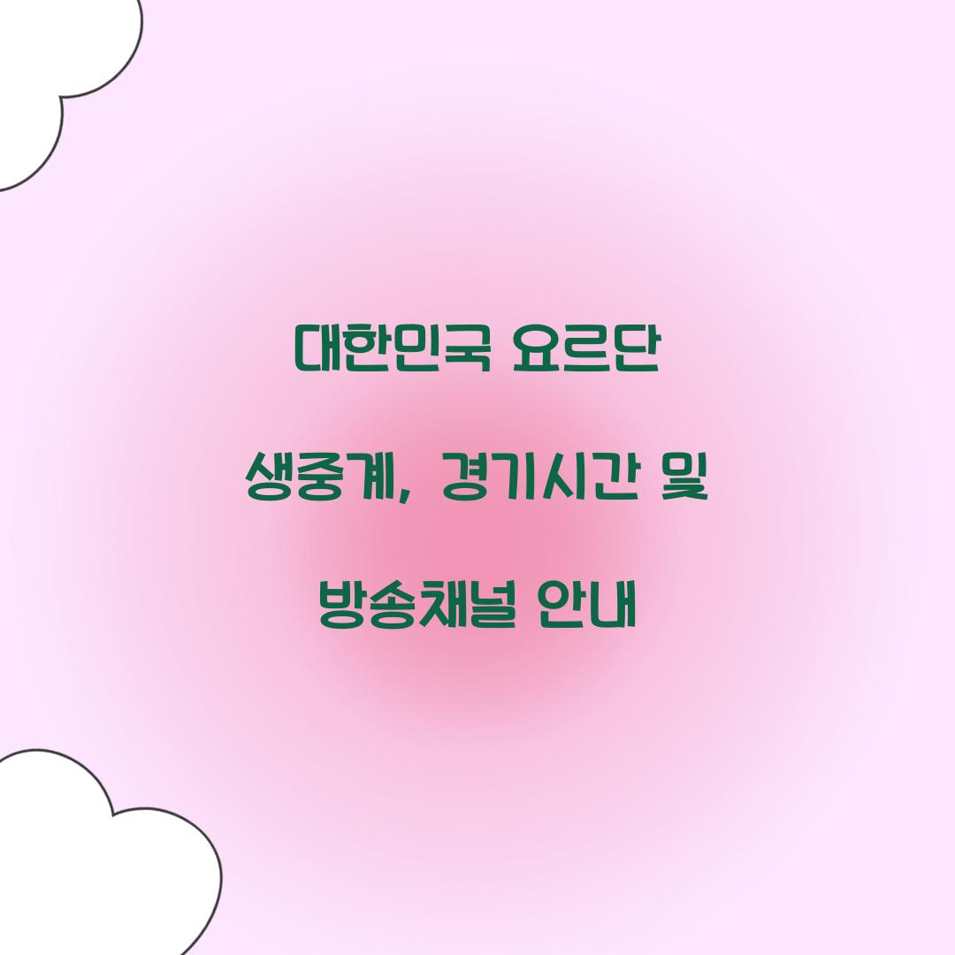 대한민국 요르단 생중계
